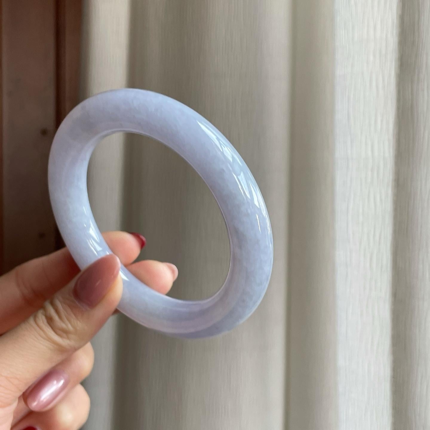 糯冰紫罗兰翡翠圆条手镯（56mm）（yc302421）