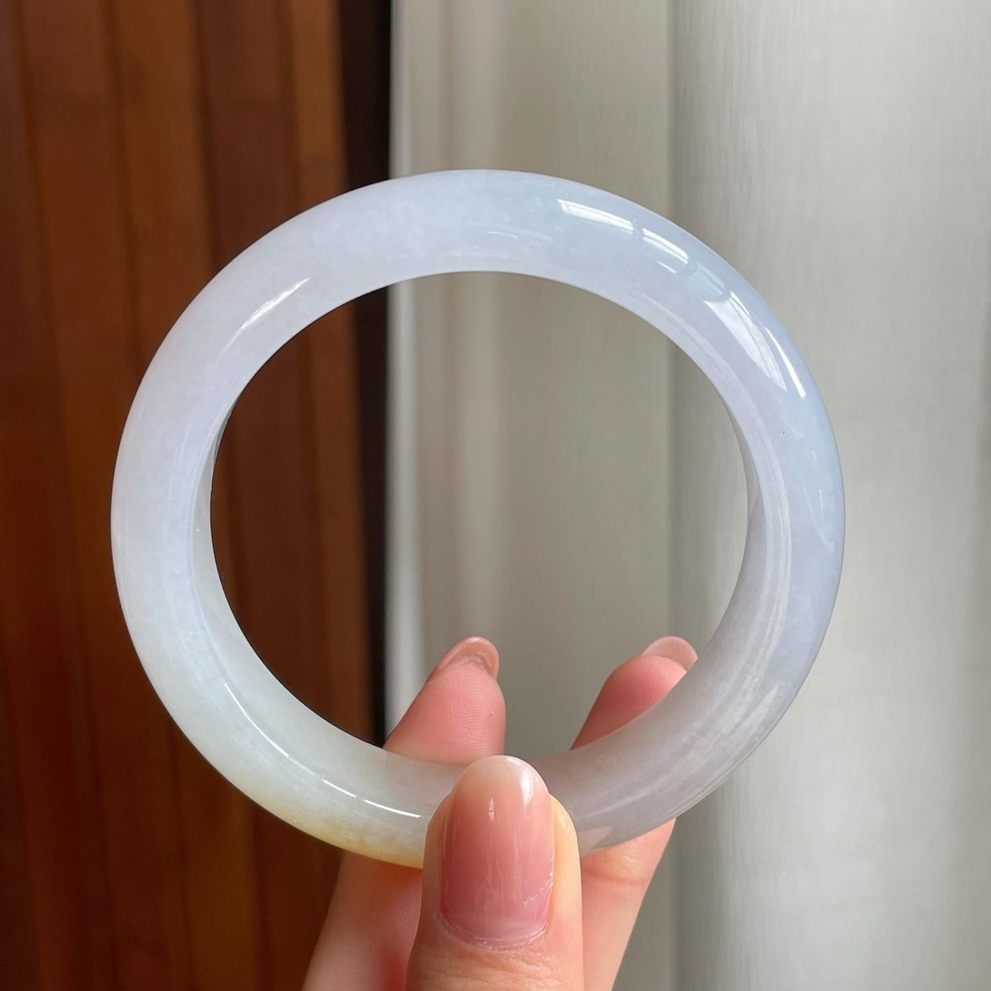 冰种黄翡翡翠平安镯（56.6mm)（yc330574）