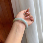 糯冰黄翡翡翠平安镯（56.7mm）（yc266558）