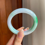 糯冰白底青翡翠平安镯（56.7mm)（yc416493）
