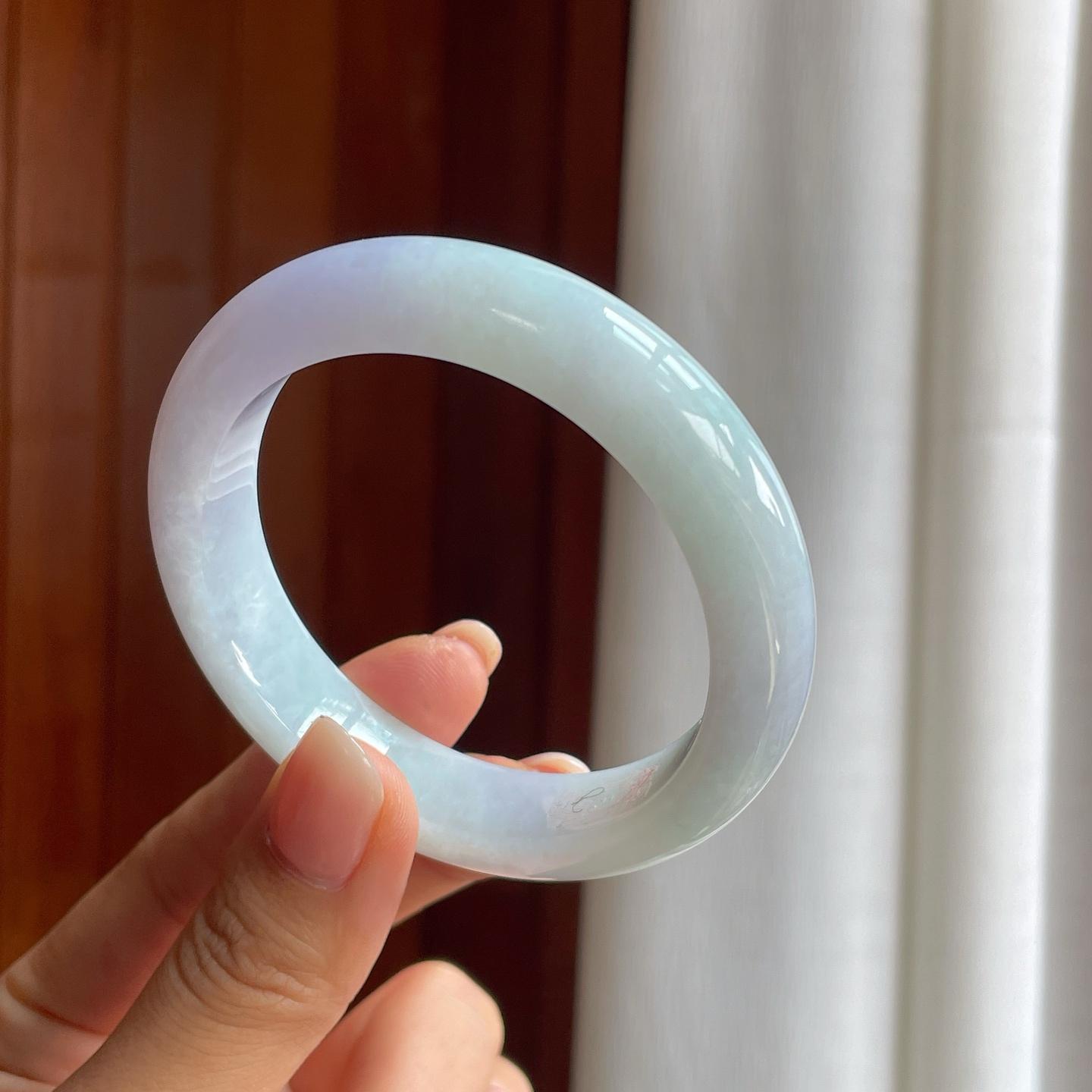 糯冰淡紫罗兰翡翠平安镯（54.2mm）（yc389577）