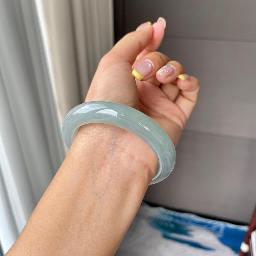 细糯种蓝底正圈平安镯56.4圈    天然缅甸A货翡翠（yc362909）