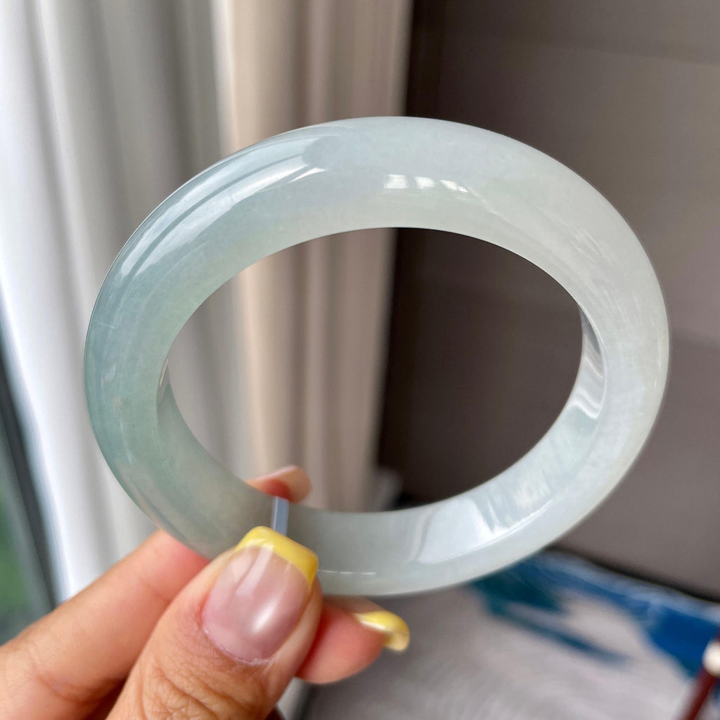 细糯种蓝底正圈平安镯56.4圈    天然缅甸A货翡翠（yc362909）