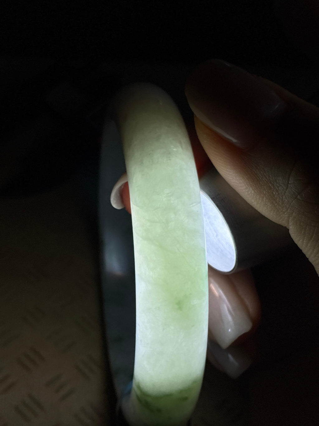 大圈口 细糯种飘花正圈平安镯 60圈（yc729551）