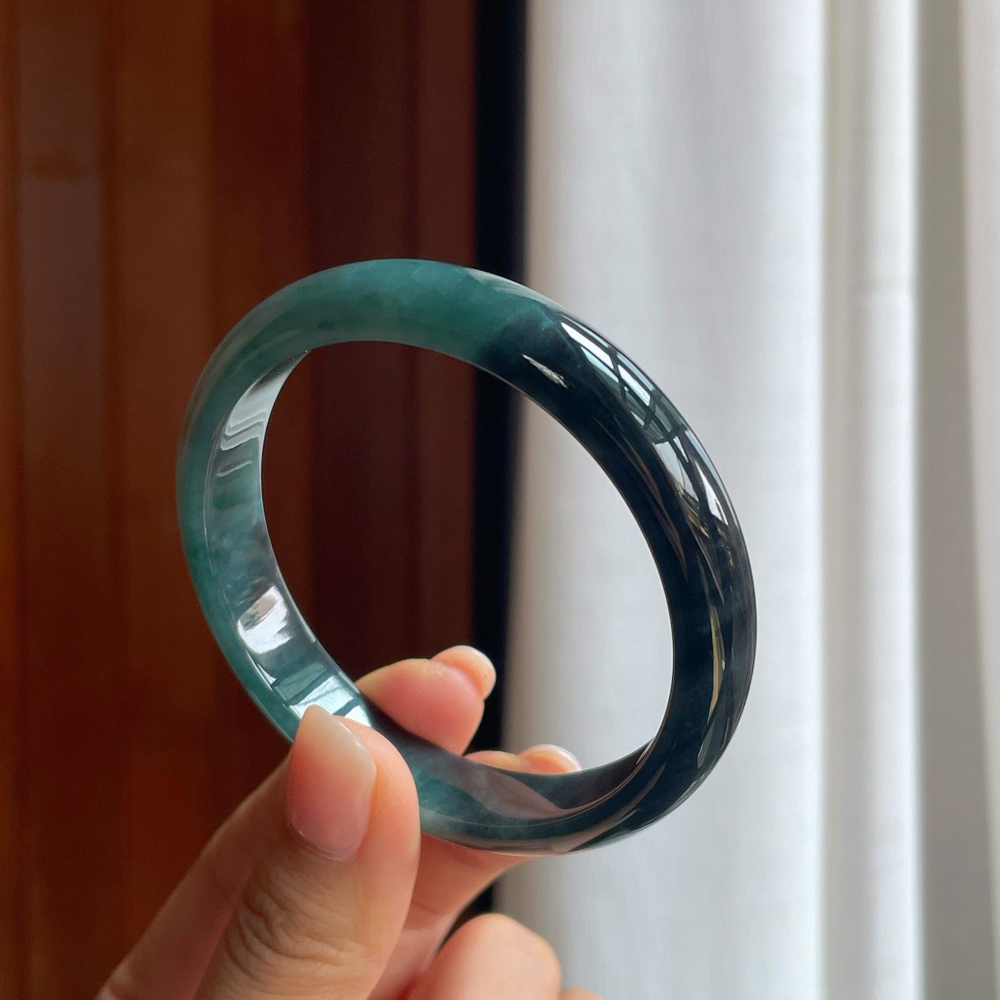 糯冰乌鸡翡翠平安镯（57.8mm）（yc397216）