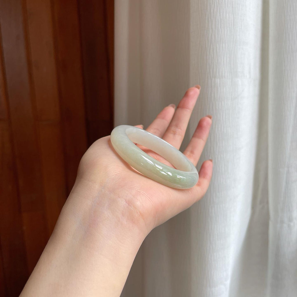 冰种黄翡翡翠平安镯（52mm)（yc350470）