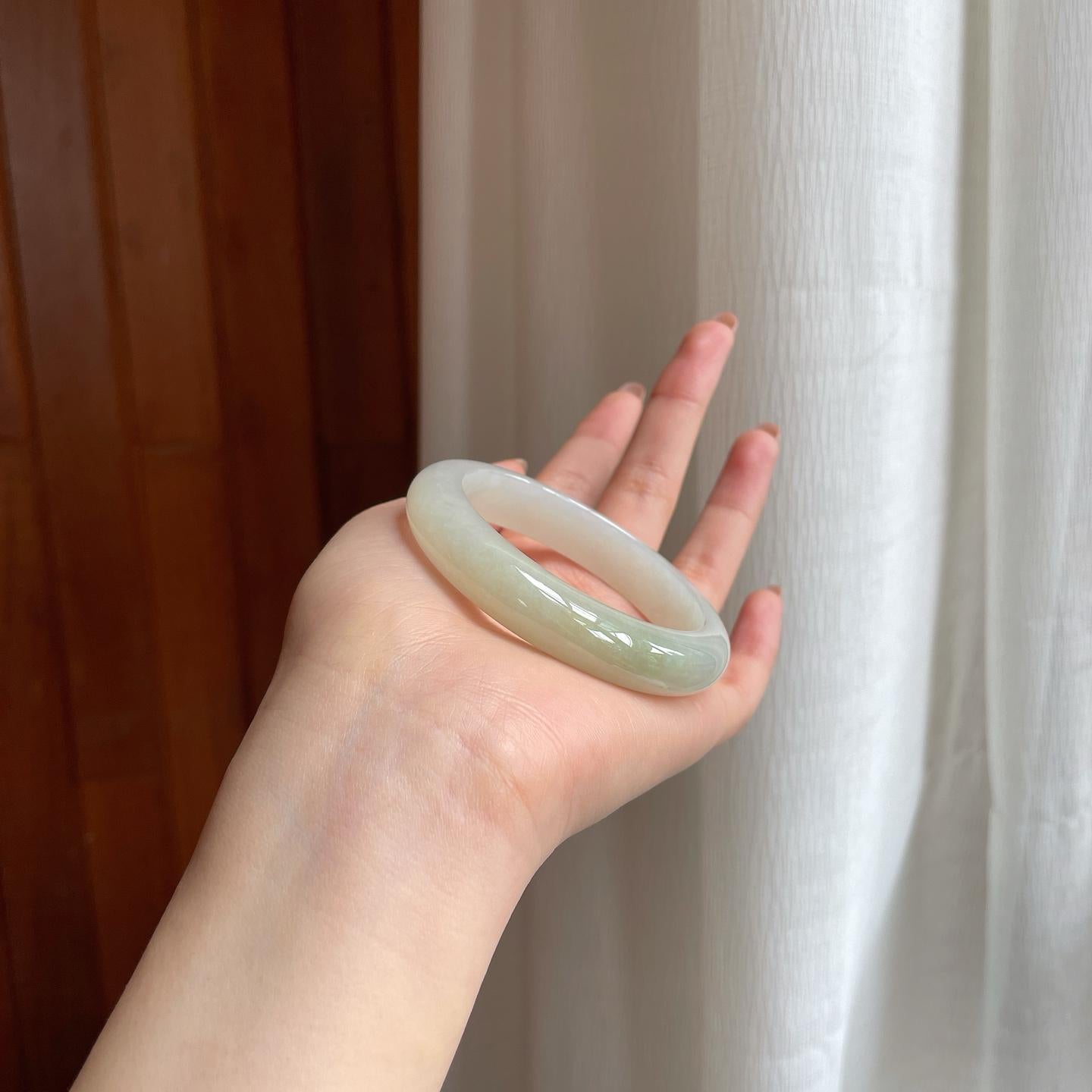 冰种黄翡翡翠平安镯（52mm)（yc350470）