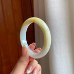 糯冰黄翡翡翠平安镯（55.2mm)（yc370426）