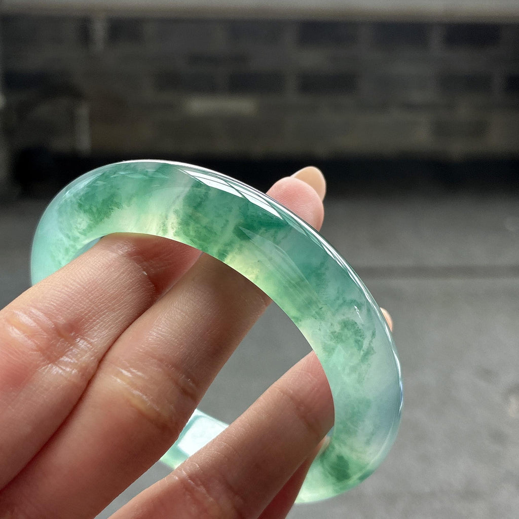 冰玻种飘花手镯 56圈（yc750659）