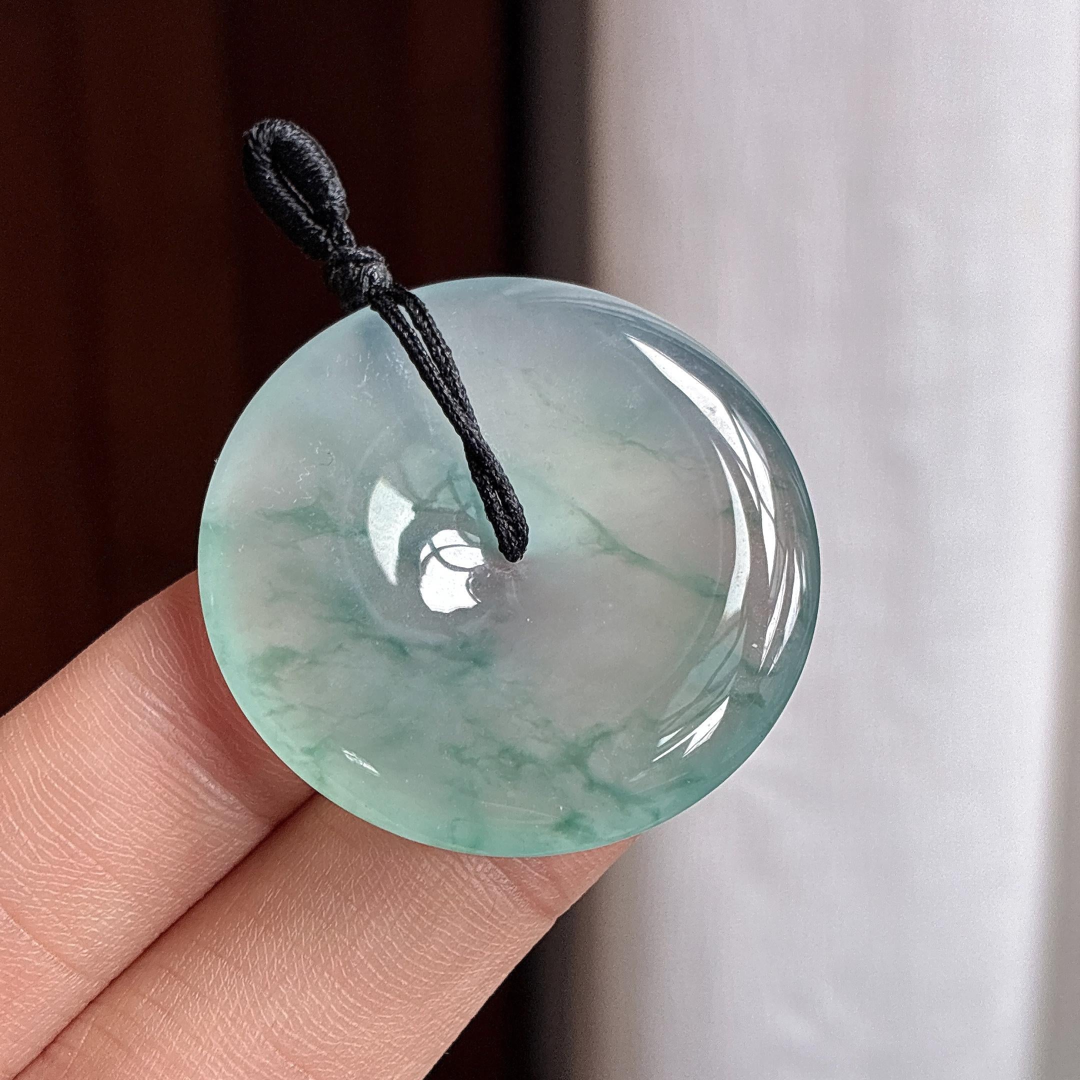 冰种飘花平安扣挂件 天然缅甸A货翡翠（yc465372）