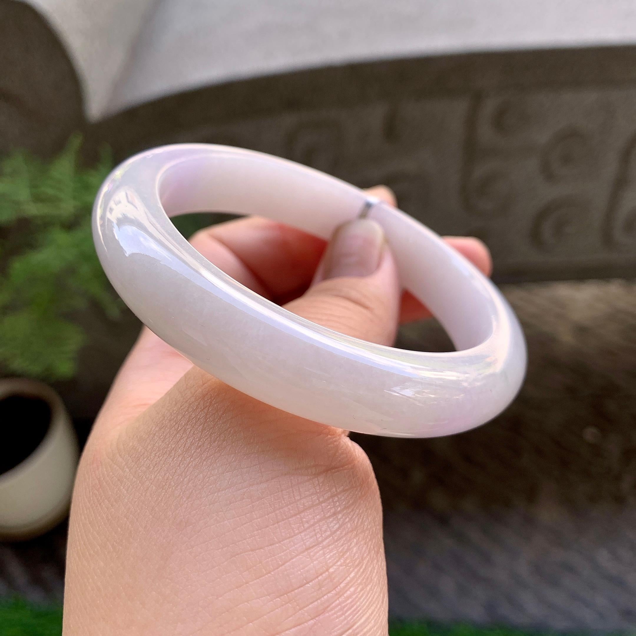 细糯种淡紫罗兰平安镯（58.4mm）（yc229799）
