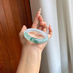 冰种飘花翡翠平安镯（55.5mm）（yc310359）