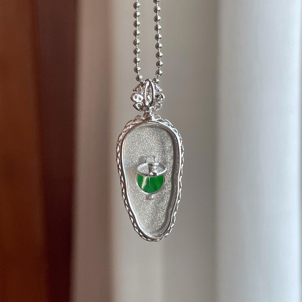 18k金镶糯冰满绿翡翠叶子（yc258412）