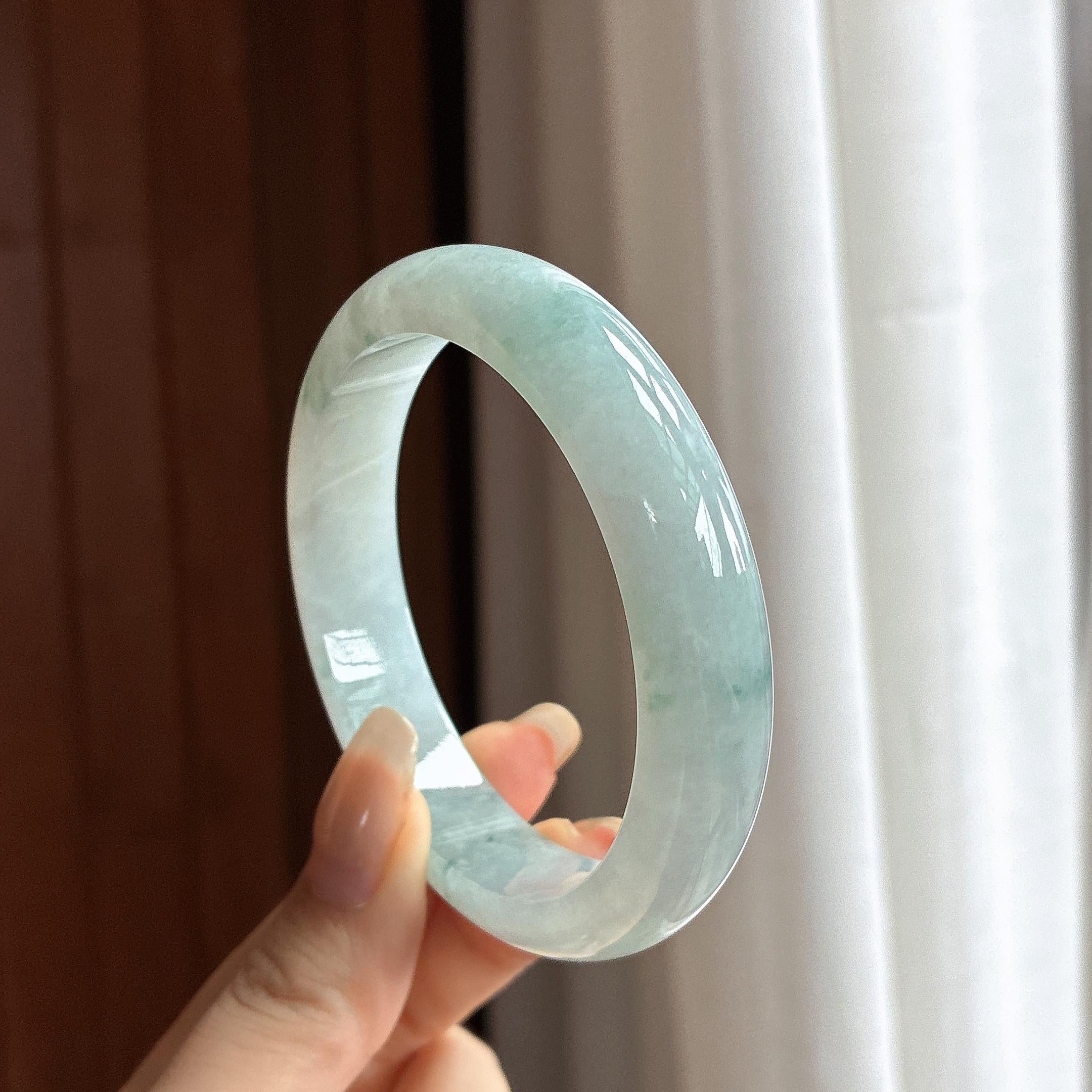 细糯种飘花正圈平安镯 57圈 天然缅甸A货翡翠（yc463430）