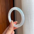糯冰飘花翡翠圆条手镯（51mm)（yc412139）