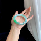 冰种带翠色翡翠圆条手镯（55mm）（yc329495）