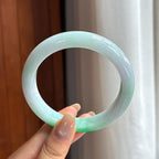 Vòng tay tròn bình an hạt mịn màu sắc đẹp, khẩu độ lớn 60, Ngọc phỉ thúy tự nhiên loại A Myanmar (yc450829)