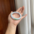 糯种飘花带色翡翠平安镯（56mm）（yc277397）