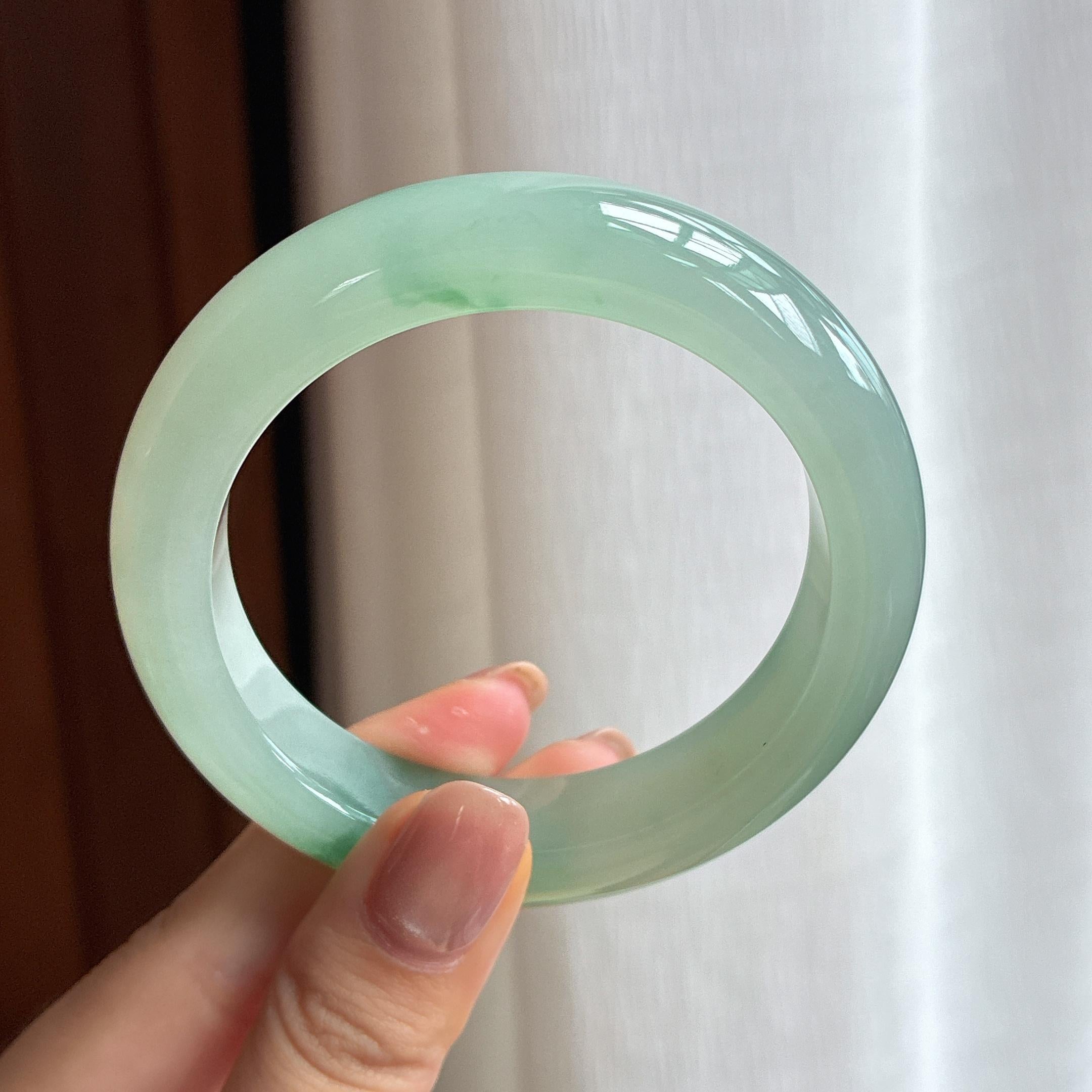 冰种晴底飘花翡翠平安镯（54.8mm)（yc424261）