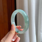 冰种飘花翡翠平安镯（59mm)（yc381394）