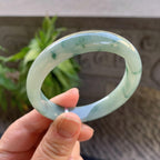 细糯种飘绿花正圈平安镯54.4圈口 天然缅甸A货翡翠（yc330287）