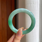 糯冰带色翡翠圆条手镯（56.2mm)（yc423149）
