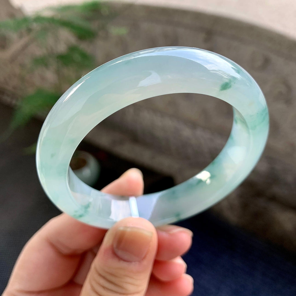 糯冰种飘花平安镯（55mm）（yc264529）