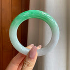 糯冰带色翡翠圆条手镯（56.5mm）（yc284544）