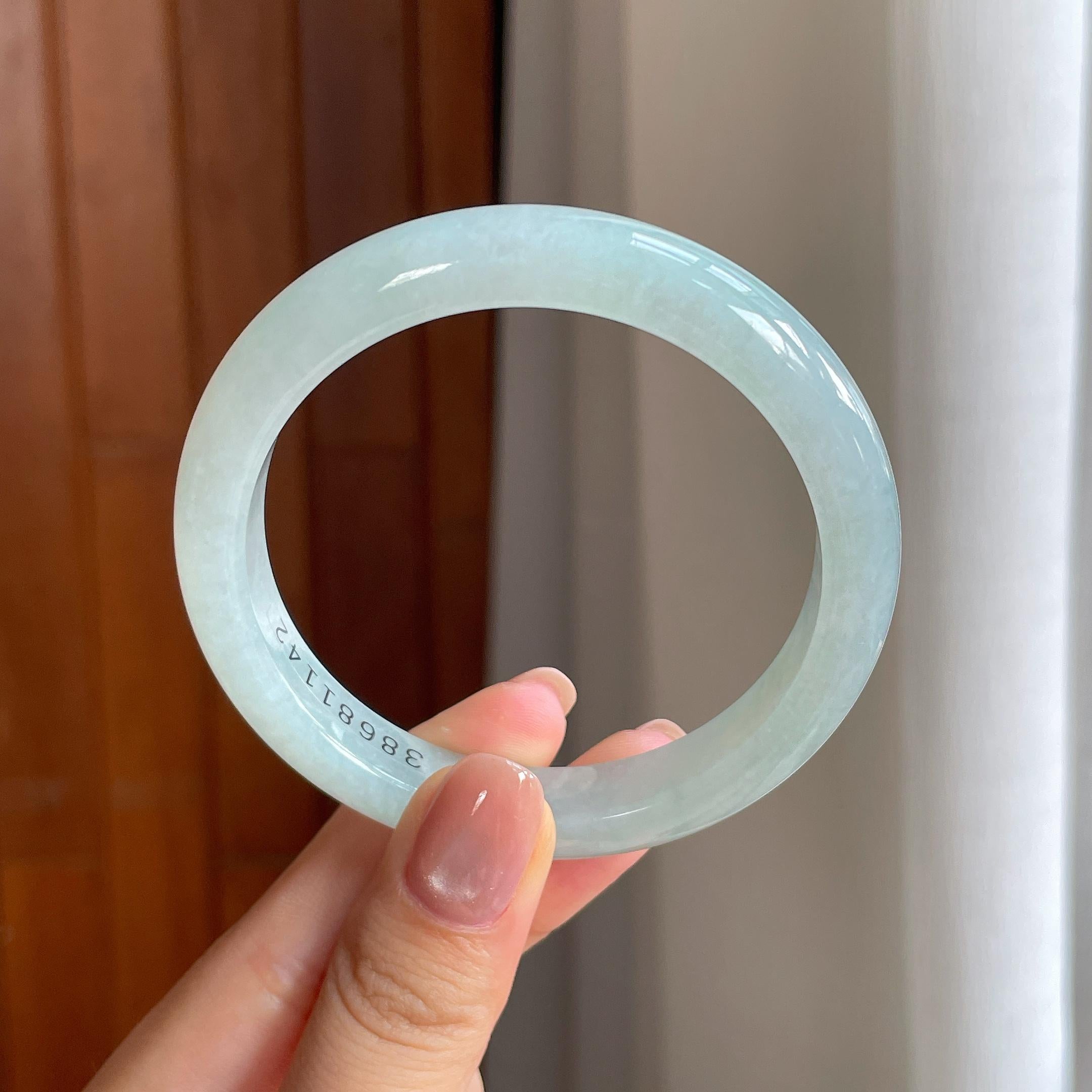 糯冰晴底翡翠平安镯（55.8mm)（yc418352）