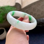 细糯种飘翠绿宽版轮胎手镯（56.4mm）（yc198241）
