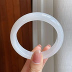 糯冰种白月光翡翠平安镯（55.6mm)（yc323654）
