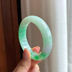 糯冰带色翡翠平安镯（54.3mm)（yc422926）