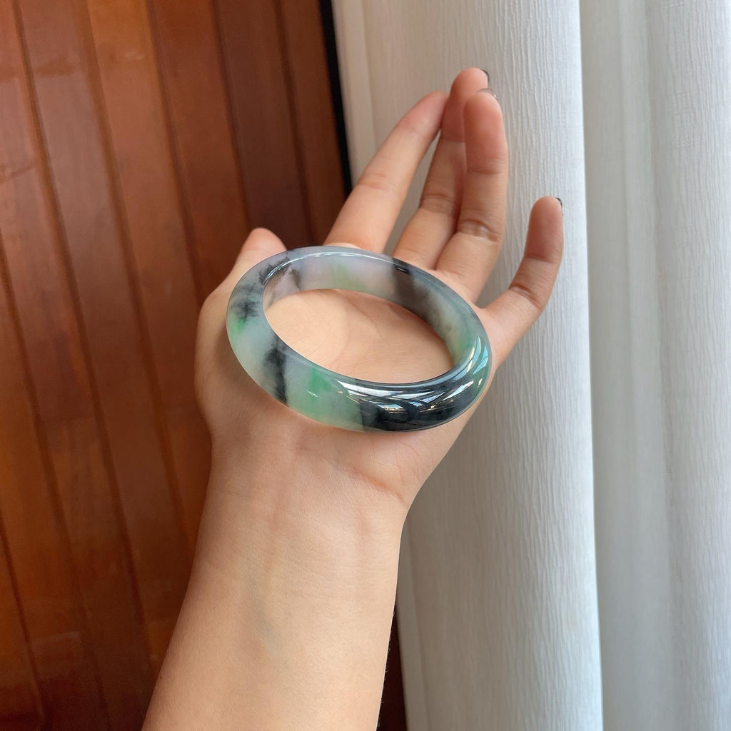 糯冰乌鸡特色翡翠平安镯（57.6mm）（yc276466）