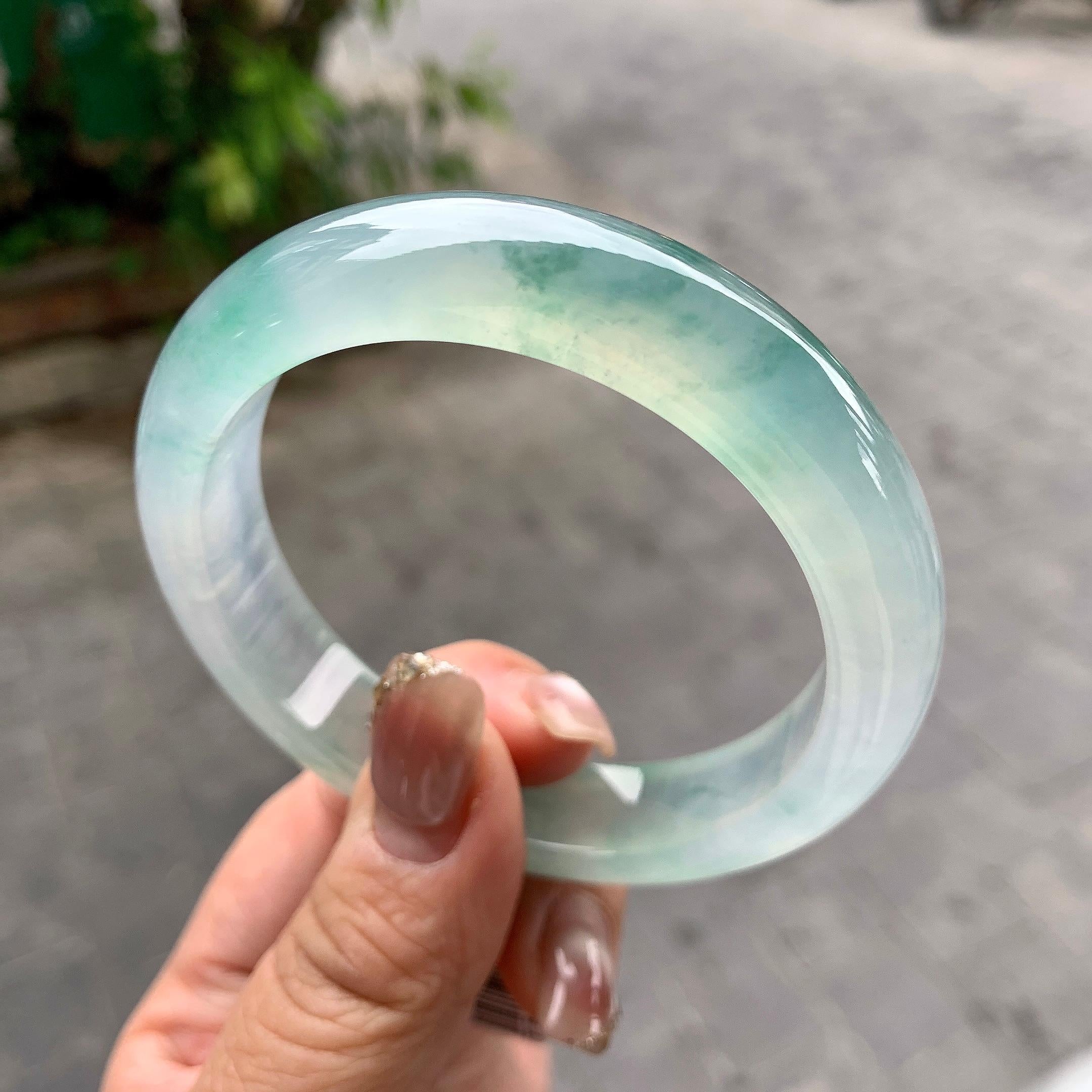 冰种飘花平安镯（57.2mm）（yc297185）