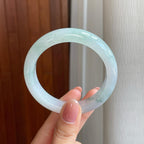 糯冰飘花翡翠平安镯（54.3mm)（yc323701）