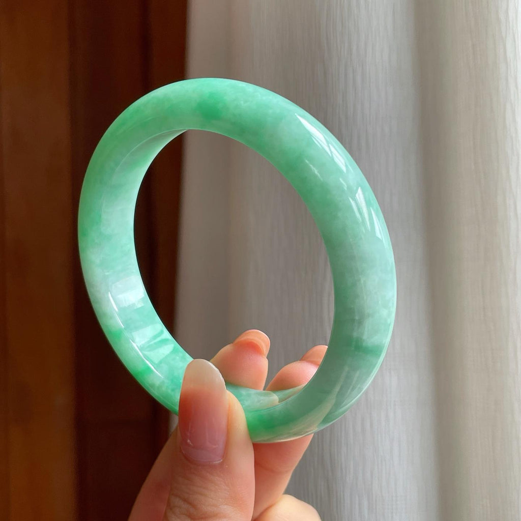 糯冰果绿翡翠平安镯（57.8mm)（yc347292）