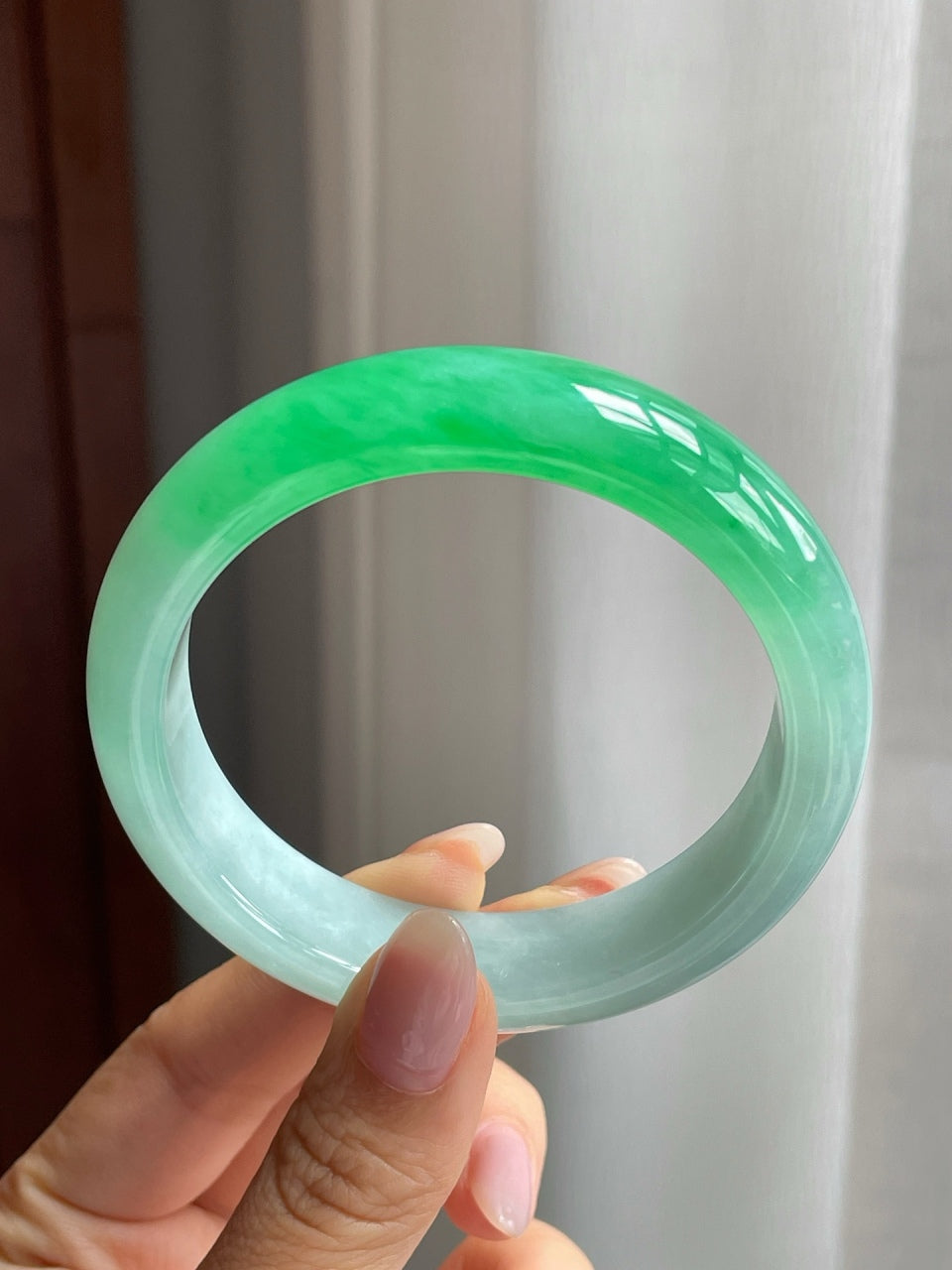 冰种阳绿平安镯（56mm）