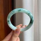 糯种飘花翡翠平安镯（58.5mm)（yc404028）