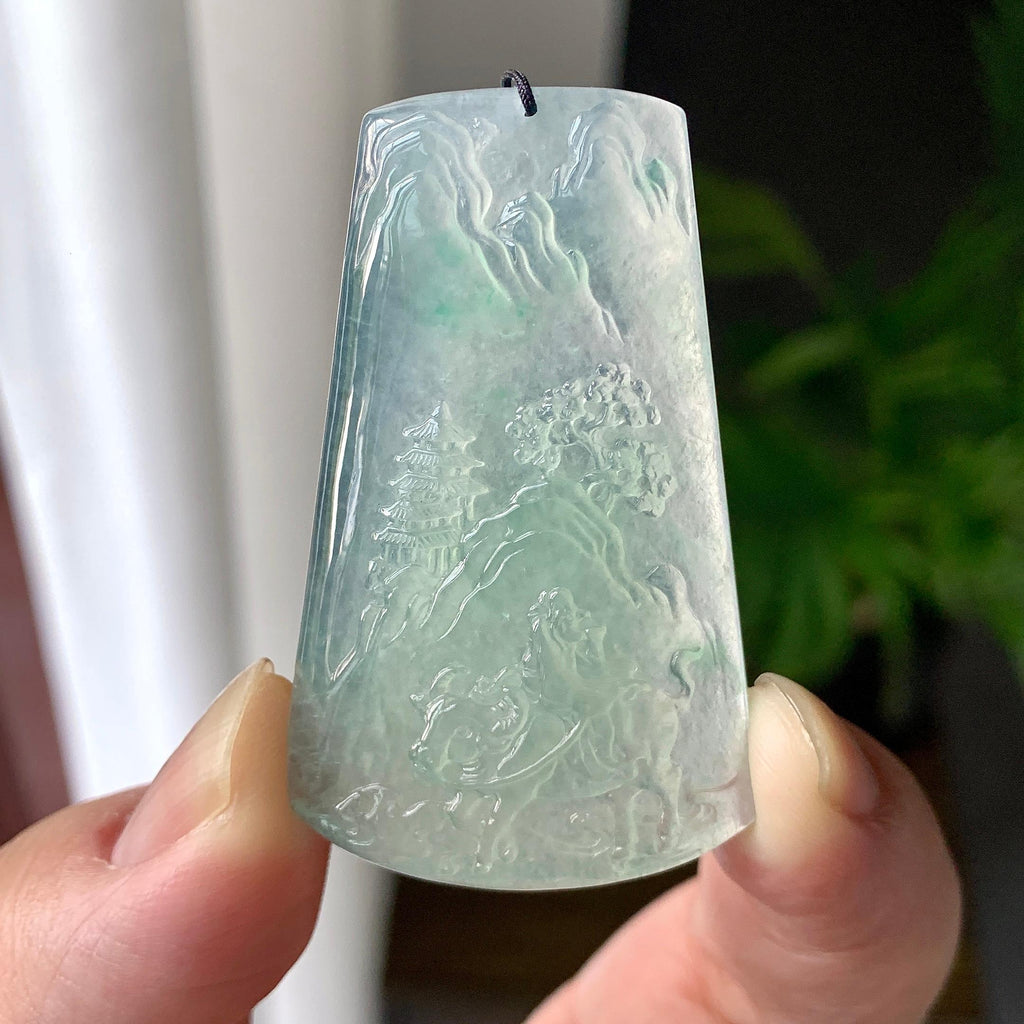 糯冰种晴水山水牌挂件（yc215931）