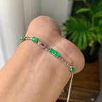 18k金钻镶冰种满绿蛋面手链（yc215983）