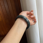 糯冰乌鸡翡翠平安镯（63mm）（yc318681）