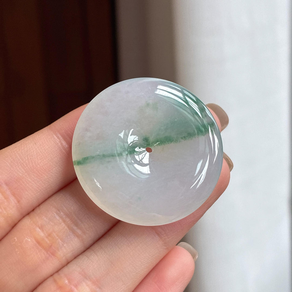 细糯种飘花平安扣 天然缅甸A货翡翠（yc453263）