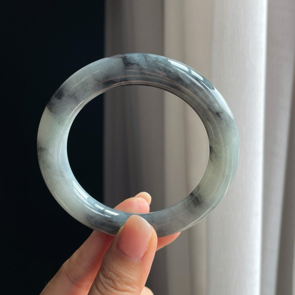 糯冰乌鸡翡翠圆条手镯（56.5mm）（yc403469）