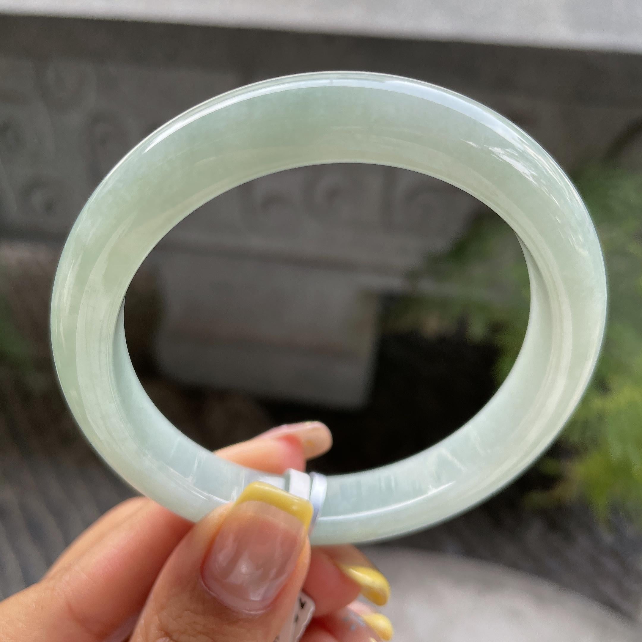 大圈口       细糯种晴底正圈平安镯58.1圈         天然缅甸A货翡翠（yc387364）