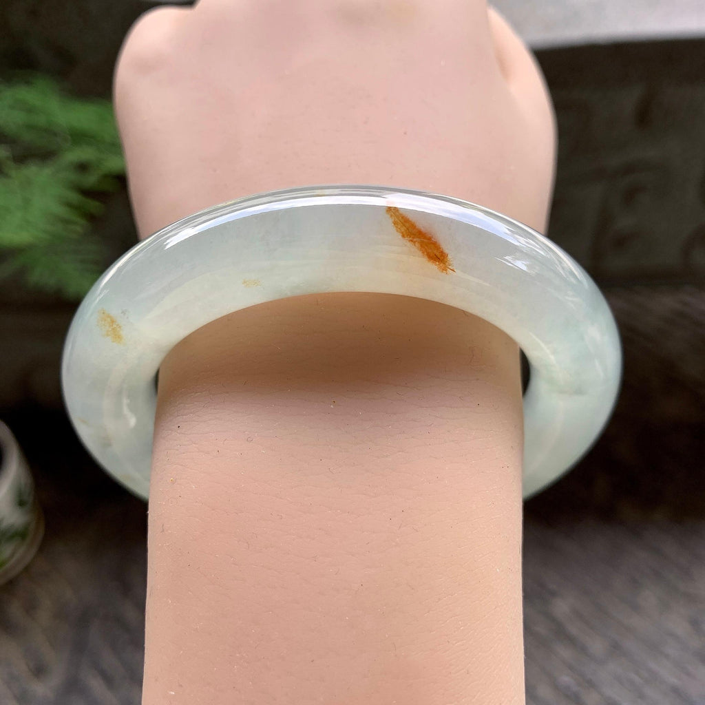 糯冰种飘红翡圆条手镯（57mm）（yc195348）