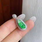 18k金钻镶冰种带色翡翠豆子（yc257832）