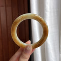 糯冰黄翡圆条手镯 53圈 天然缅甸A货翡翠（yc484643）