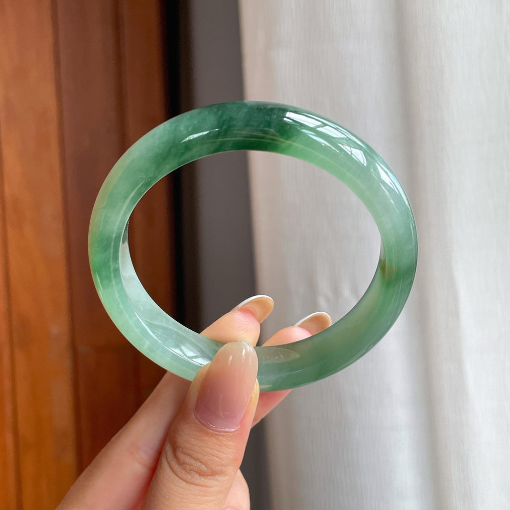 糯冰飘花翡翠平安镯（56.2mm)（yc406303）