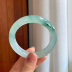 冰种飘花翡翠平安镯（55mm）（yc278696）
