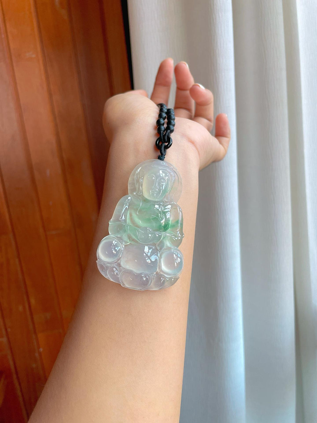 冰种飘绿花翡翠观音（yc257268）